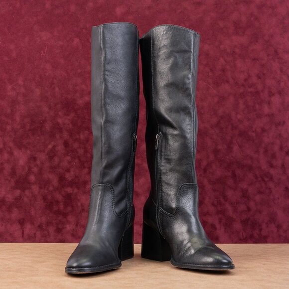 Vince Camuto Women Liliena Black Wide Calf Leather Fashion Knee Boots sz 11 - Picture 2 of 10